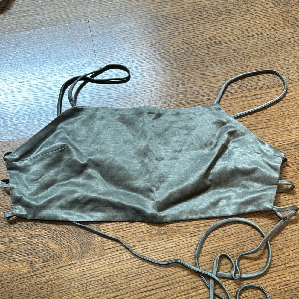 ZARA GREEN TIE TOP - size small